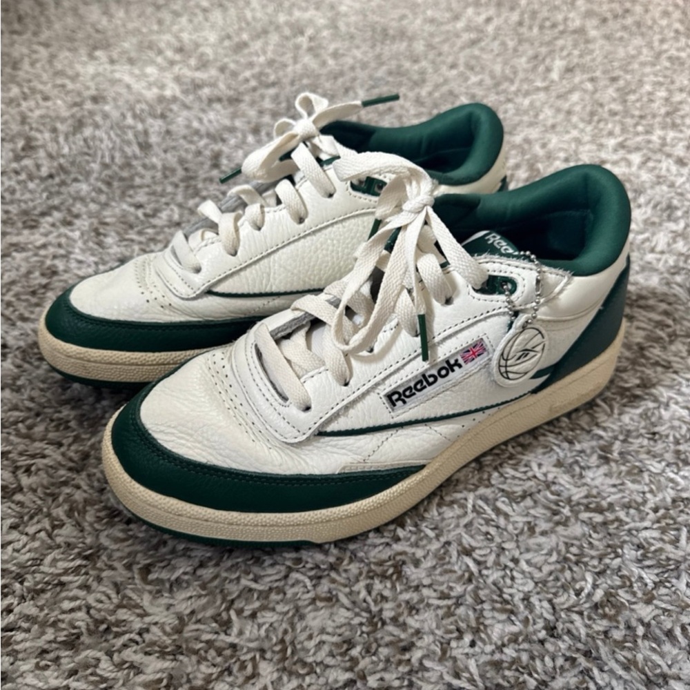 Reebok White and Green Sneakers
